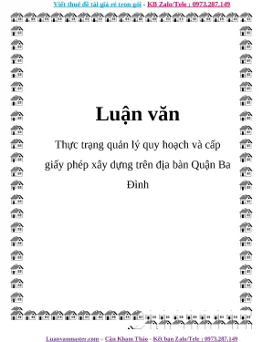 Luận văn thực trạng quản lý quy hoạch và cấp giấy phép xây dựng trên địa bàn quận ba đình
