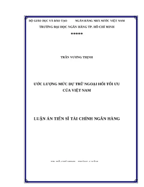 0046 ước lượng mức dự trữ ngoại hối tối ưu của việt nam luận án tiến sĩ tcnh trần vương thịnh lê phan thị diệu thảo tp hcm đh nh hcm 2020 xvii 184 146