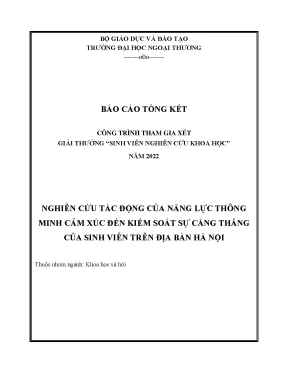 Nghiên cứu tác động của năng lực thông minh cảm xúc đến kiểm soát sự căng thẳng của sinh viên trên địa bàn hà nội