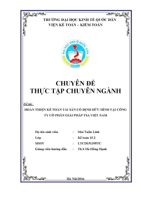 Hoàn thiện kế toán tài sản cố định hữu hình tại công ty cổ phần giải pháp tsa việt nam