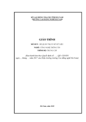 Giáo trình hệ quản trị cơ sở dữ liệu nghề công nghệ thông tin trung cấp