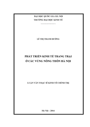Luận văn thạc sĩ phát triển kinh tế trang trại ở các vùng nông thôn hà nội