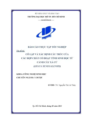 Cô lập và xác định cấu trúc của các hợp chất có hoạt tính sinh học từ cành cây xà cừ khaya senegalensis