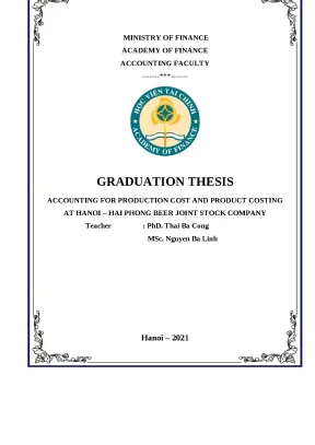 Luận văn bằng tiếng anh graduation thesis accounting for production cost and product costing at hanoi hai phong beer joint stock company