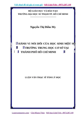 Luận văn hành vi nói dối của học sinh một số trường trung học cơ sở tại thành phố hồ chí minh