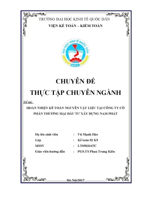 Chuyên đề thực tập kế toán nguyên vật liệu tại công ty cổ phần thương mại đầu tư xây dựng nam phát
