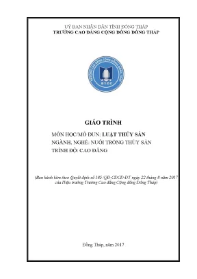 Giáo trình luật thuỷ sản nghề nuôi trồng thuỷ sản cao đẳng