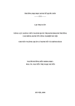Luận văn tốt nghiệp năng lực giảng viên ngành quản trị kinh doanh trường cao đẳng kinh tế công nghiệp hà nội