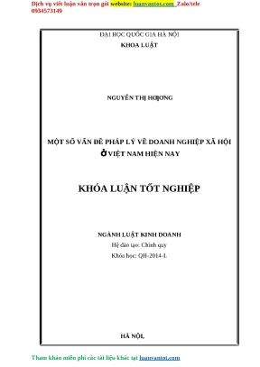 Khóa luận tốt nghiệp một số vấn đề pháp lý về doanh nghiệp xã hội việt nam hiện nay