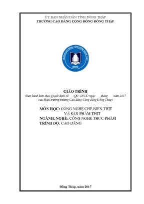 Giáo trình công nghệ chế biến thịt và sản phẩm thịt nghề công nghệ thực phẩm cao đẳng