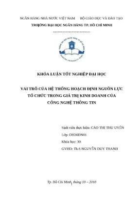 0045 vai trò của hệ thống hoạch định nguồn lực tổ chức trong giá trị kinh doanh của công nghệ thông tin khóa luận tốt nghiệp đại học cao thị thu uyên nguyễ