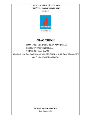 Giáo trình gia công trên máy phay 2 nghề cắt gọt kim loại trình độ cao đẳng
