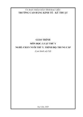 Giáo trình môn luật thú y ngành chăn nuôi thú y trình độ trung cấp