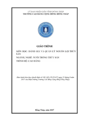 Giáo trình đánh giá và quản lý nguồn lợi thuỷ sản nghề nuôi trồng thuỷ sản cao đẳng