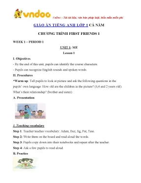 Giáo án tiếng anh lớp 1 trọn bộ sách first friends 1 vndoc com