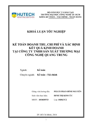 Khóa luận tốt nghiệp kế toán doanh thu chi phí và xác định kết quả kinh doanh tại công ty tnhh sản xuất thương mại công nghệ quang trung