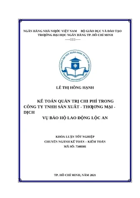 0918 kế toán quản trị chi phí trong cty tnhh sản xuất thương mại dịch vụ bảo hộ lao động lộc an khóa luận kế toán kiểm toán lê thị hồng hạnh nguyễn thị