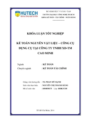 Khóa luận tốt nghiệp kế toán nguyên vật liệu công cụ dụng cụ tại công ty tnhh xd tm cao minh