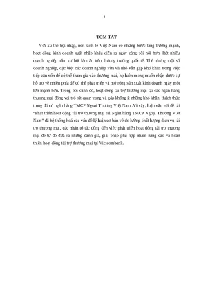 0426 phát triển hoạt động tài trợ thương mại tại nhtm cp ngoại thương việt nam luận văn thạc sĩ kinh tế nguyễn mai tường vân tp hcm đh nh 2019 ix 94 tr