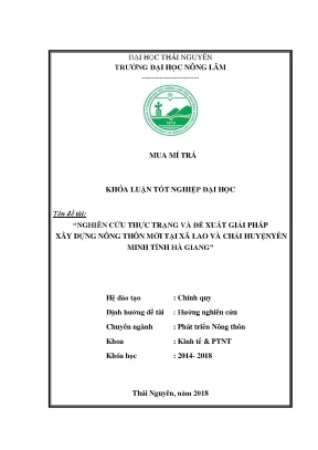 Khóa luận tốt nghiệp nghiên cứu thực trạng và đề xuất giải pháp xây dựng nông thôn mới tại xã lao và chải huyện yên minh tỉnh hà giang