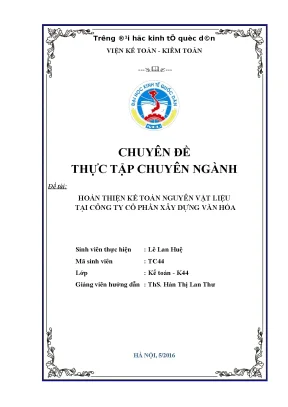 Hoàn thiện kế toán nguyên vật liệu tại công ty cổ phần xây dựng văn hóa