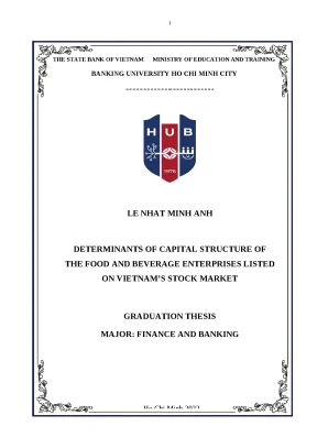 1207 determinants of capital structure of the food and beverage enterprises listed on vietnams stock market bachelor luận văn tcnh le nhat minh anh superv