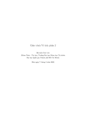 Giáo trình vi tích phân 2