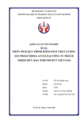 Khóa luận tốt nghiệp phân tích quy trình kiểm soát chất lượng sản phẩm trima accel tại công ty trách nhiệm hữu hạn terumo bct việt nam