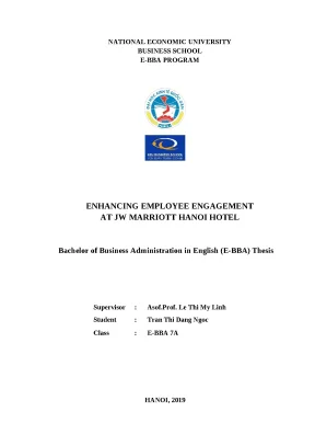 Luận văn tốt nghiệp quản lý khách sạn enhancing employee engagement at jw marriott hanoi hotel