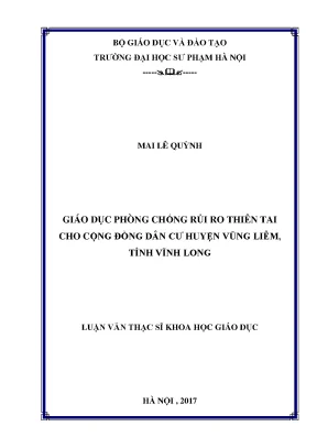 Giáo dục phòng chống rủi ro thiên tai cho cộng đồng dân cư huyện vũng liêm tỉnh vĩnh long