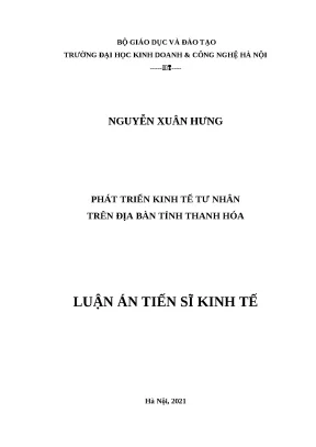 Luận án tiên sĩ file word phát triển kinh tế tư nhân trên địa bàn tỉnh thanh hóa