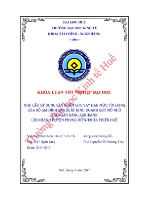 Nhu cầu sử dụng sản phẩm cho vay hạn mức tín dụng của hộ gia đình sản xuất kinh doanh quy mô nhỏ tại ngân hàng agribank chi nhánh huyện phong điền thừa thiên huế
