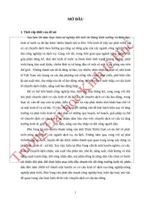 Luận văn chuyển dịch cơ cấu lao động trong tiến trình công nghiệp hóa hiện đại hóa ở huyện phú vang tỉnh thừa thiên huế
