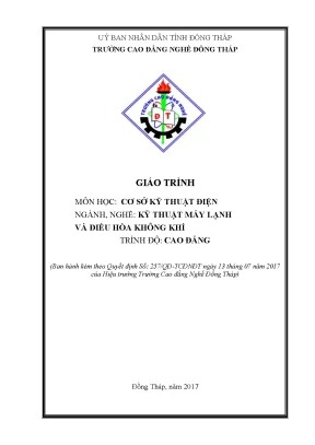 Giáo trình cơ sở kỹ thuật điện nghề kỹ thuật máy lạnh và điều hòa không khí cao đẳng