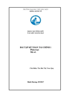 Bài tập kế toán tài chính 1 trường đh thủ dầu một
