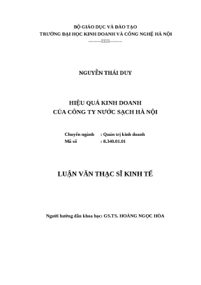 Luận văn thạc sĩ hubt hiệu quả kinh doanh của công ty nước sạch hà nội