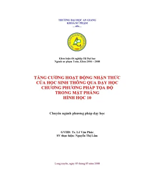 Khóa luận tăng cường hoạt động nhận thức của học sinh thông qua dạy học chương phương pháp tọa độ trong mặt phẳng hình học 10