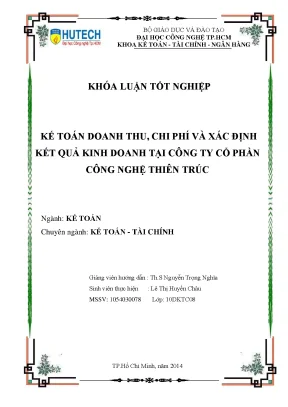 Khóa luận tốt nghiệp kế toán doanh thu chi phí và xác định kết quả kinh doanh tại công ty cổ phần công nghệ thiên trúc