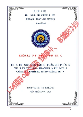 Khóa luận tốt nghiệp thực trạng công tác kế toán chi phí sản xuất và tính giá thành sản phẩm tại công ty tnhh sxtmdv đăng tuấn