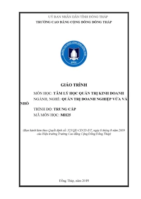 Giáo trình tâm lý học quản trị kinh doanh nghề quản trị doanh nghiệp vừa và nhỏ trung cấp