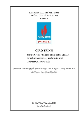 Giáo trình thí nghiệm dung dịch khoan nghề khoan khai thác dầu khí trình độ trung cấp