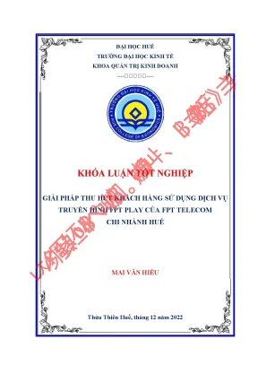 Giải pháp thu hút khách hàng sử dụng dịch vụ truyền hình fpt play của fpt telecom chi nhánh huế