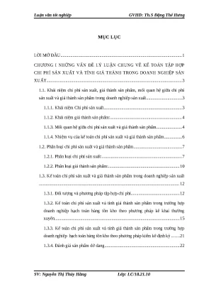 Luận văn tốt nghiệp tổ chức kế toán chi phí sản xuất và tính giá thành sản phẩm tại công ty cổ phần thời trang decharme