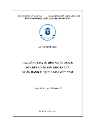 0192 tác động của sở hữu nước ngoài đến rủi ro thanh khoản của các nhtm việt nam luận văn thạc sĩ tcnh lê thị kim duyên lê phan thị diệu thảo tp hcm đh