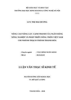 Luận văn tốt nghiệp năng lực cạnh tranh của ngân hàng nông nghiệp và pháp triển nông thôn việt nam cn thanh hóa