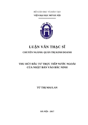 Luận văn thạc sĩ viện đại học mở thu hút đầu tư trực tiếp nước ngoài của nhật bản vào bắc ninh