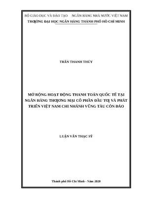 0835 mở rộng hoạt động thanh toán quốc tế tại nhtm cp đầu tư và phát triển việt nam chi nhánh vũng tàu côn đảo luận văn thạc sĩ tcnh trần thanh thúy đào mi