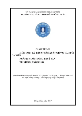 Giáo trình kỹ thuật sản xuất giống và nuôi cá biển nghề nuôi trồng thuỷ sản cao đẳng