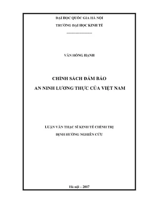 Luận văn thạc sĩ chính sách đảm bảo an ninh lương thực của việt nam