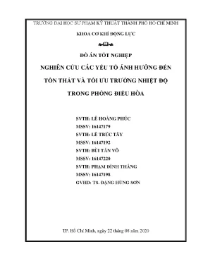Nghiên cứu các yếu tố ảnh hưởng đến tổn thất và tối ưu trường nhiệt độ trong phòng điều hòa